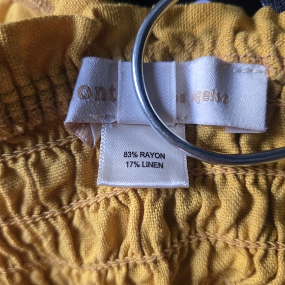 Monteau Yellow Cropped Smocked Ruffle Strap Sleeve Blouse - Picture 5 of 5